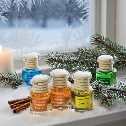 Car Air Freshener 18-Pack Hanging Diffuser Bottles with Six Random Scents and Adjustable Wood Caps