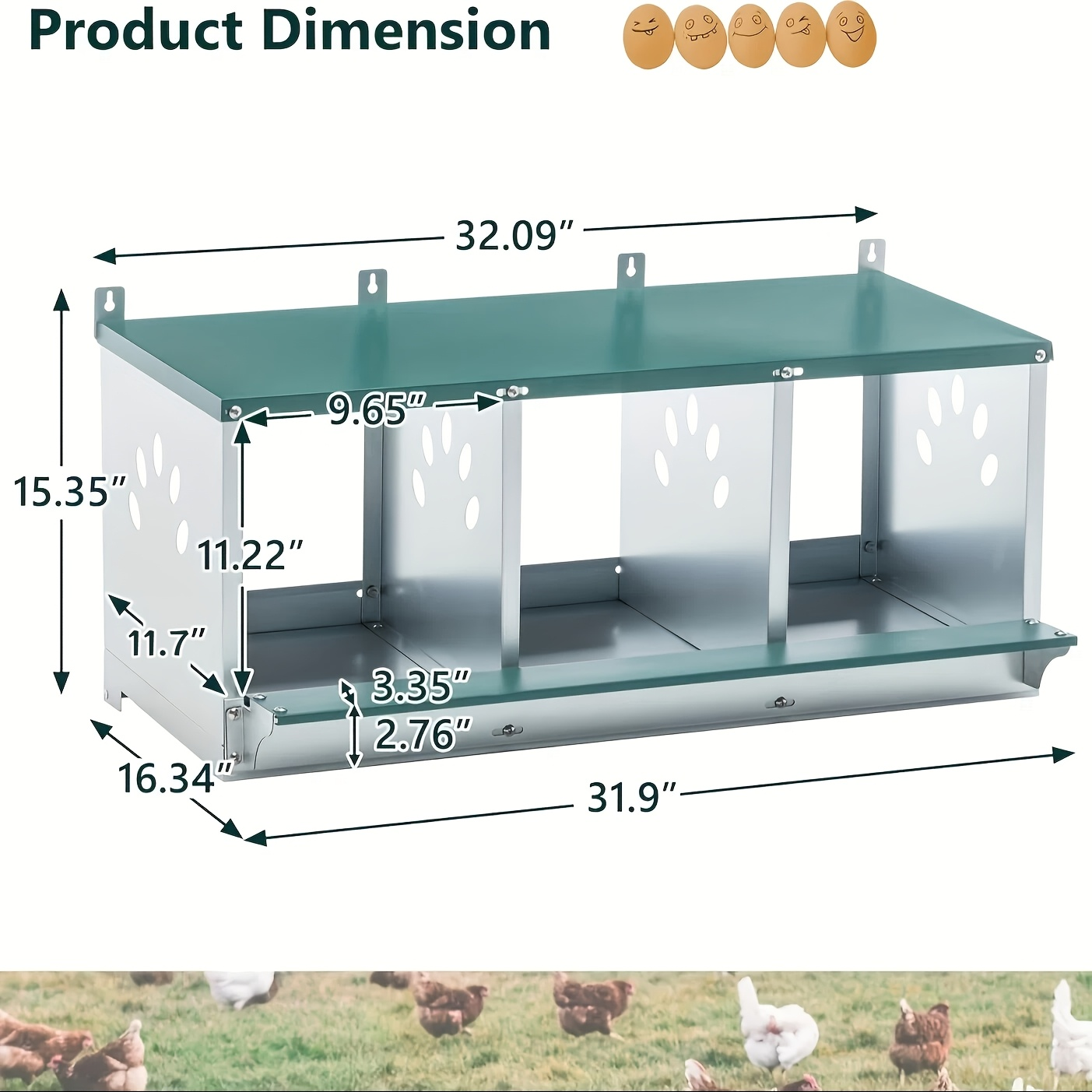 Metal Chicken Nesting Box Galvanized Steel 3-10 Compartment Roll-Away