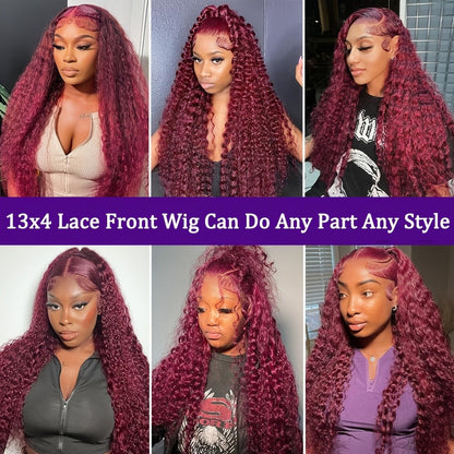 Red Curly Lace Front Wig 13x4 HD Transparent Lace Glueless 180% Density 24 Inch | Deep Curly Wet Wavy Ginger Orange Pre-Plucked Baby Hair Women