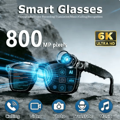 AI Smart Glasses HD Video Recording 8MP Camera - AI Object Recognition, Real-Time Translation, Touch Control, Bluetooth Calls & Music, Wearable Tech for Travel Outdoor 2026