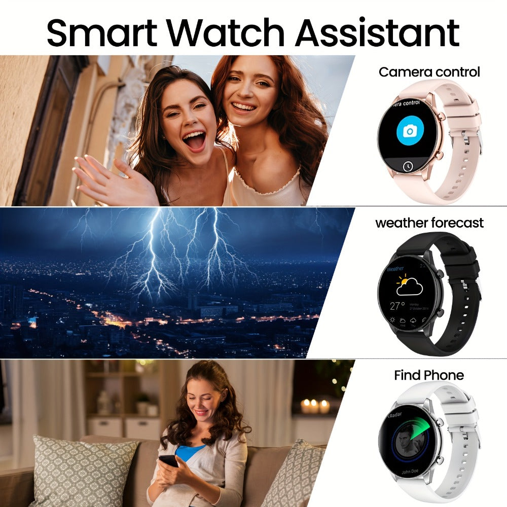 Smartwatch 2.01 Inch Round Dial with Calling, 100 Sport Modes, Games and Calculator with Two Band Styles