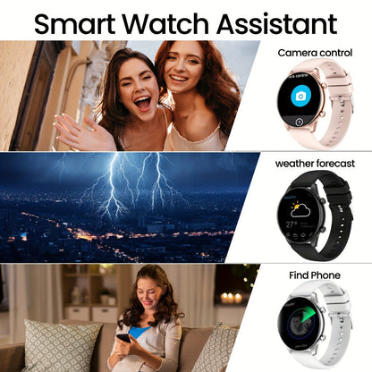 Smartwatch 2.01 Inch Round Dial with Calling, 100 Sport Modes, Games and Calculator with Two Band Styles