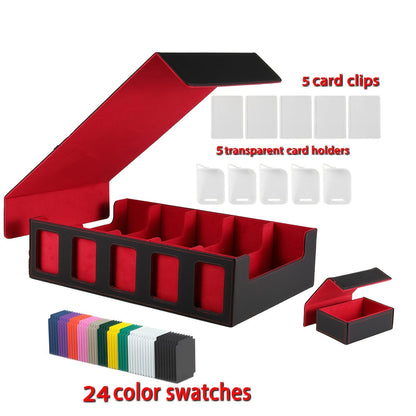 Front-Window Five-Row Collector Card Organizer with 24 Color Dividers, Five Clear Holders and Five Color Choices
