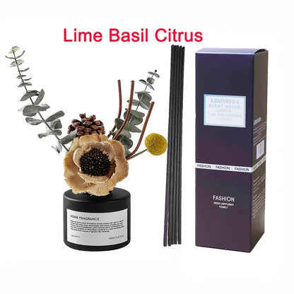 Reed Diffuser with Real Flowers & Essential Oil - Long-Lasting Home Fragrance Scent Sticks for Bedroom Bathroom Living Room, Jasmine Gardenia Sandalwood Citrus