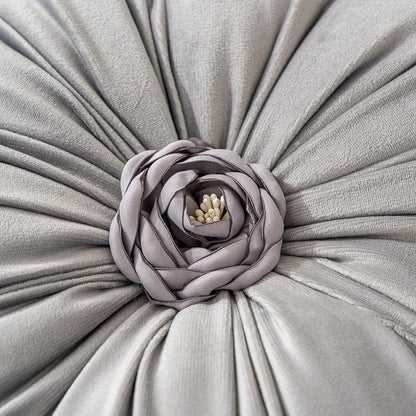 Round Flower Shaped Throw Pillow with Insert 16 Inch Soft Knit Decorative Cushion Machine Washable Zipper for Sofa Bed Car Home Decor 5 Colors