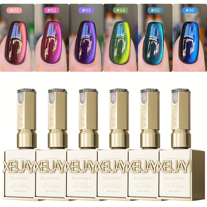 Gel Nail Polish 6-Color Magnetic Cat-Eye Sets in Aurora, Dopamine or Bubble-Summer Collections