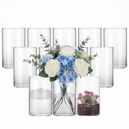 Glass Cylinder Vases for Centerpieces Bulk 12/24pcs – Clear Flower Vases for Wedding Decorations, Floral Arrangements, Home, Restaurant & Party Table Decor, 6x3.4in