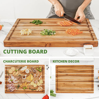 Cutting Board Bamboo-Look Juice-Groove Board with Five Size and Build Options for Prep or Serving
