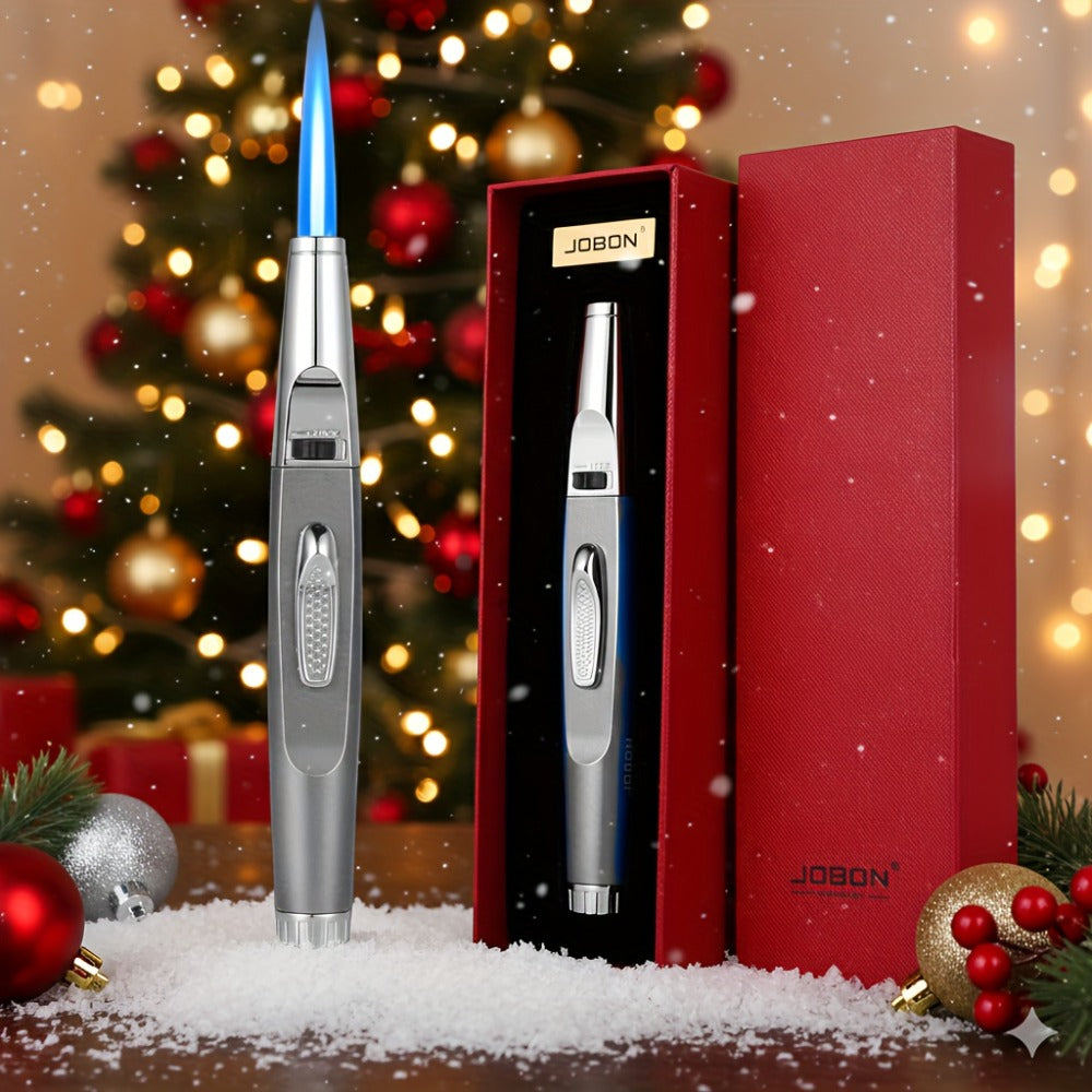 JOBON Pen-Style Torch Lighter with Angled Nozzle, Slim Metal Body and Included Gift Box Presentation