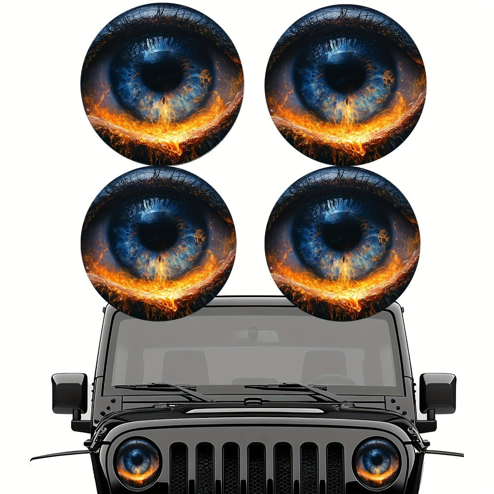 3D Beast Eye Headlight Stickers – Funny Car Headlight Decals for Jeep Round Headlights, Truck Body, Bumper & Window Decoration, Reusable PVC Glossy Stickers (1 or 2 Pairs)