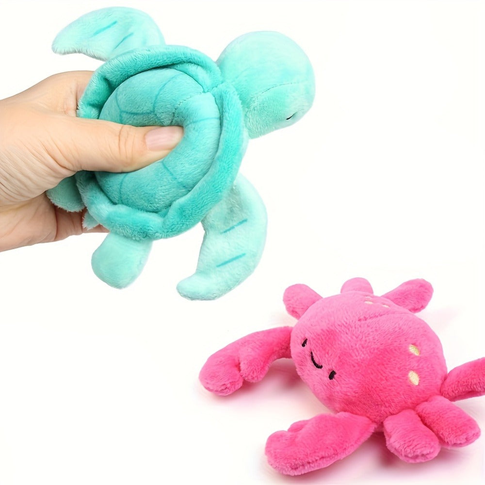 Ocean Stuffed Animal Set 5 Piece — Mermaid Turtle Octopus Seahorse Crab Sea Creature Plush Toys with Pink Shell Carrying Bag for Kids Toddlers Girls Boys | Birthday Christmas Baby Shower Gift