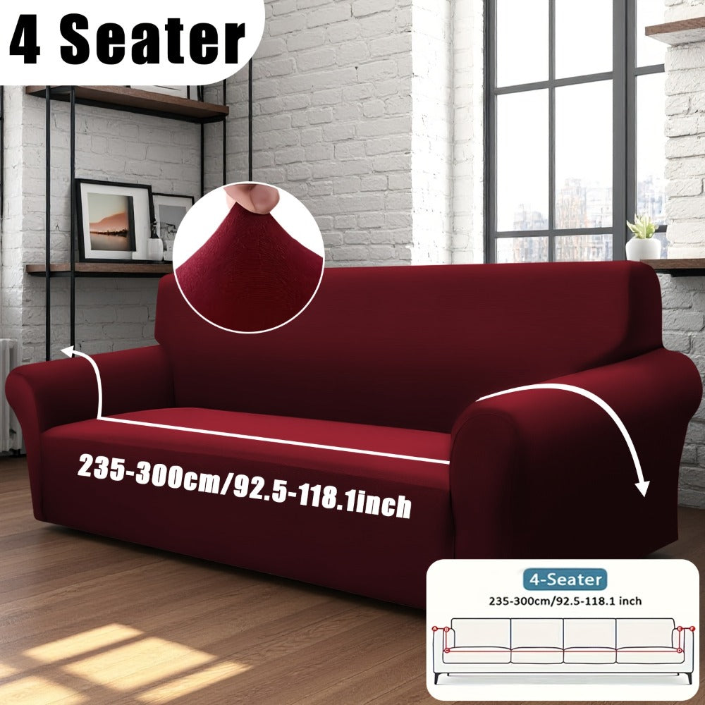 Stretch Sofa Cover Elastic Band | Milk Fiber Fabric Slipcover, Machine Washable Polyester Spandex, 1 to 4 Seater Armchair Couch Cover, Red Gray Blue Black Coffee, Home Decor