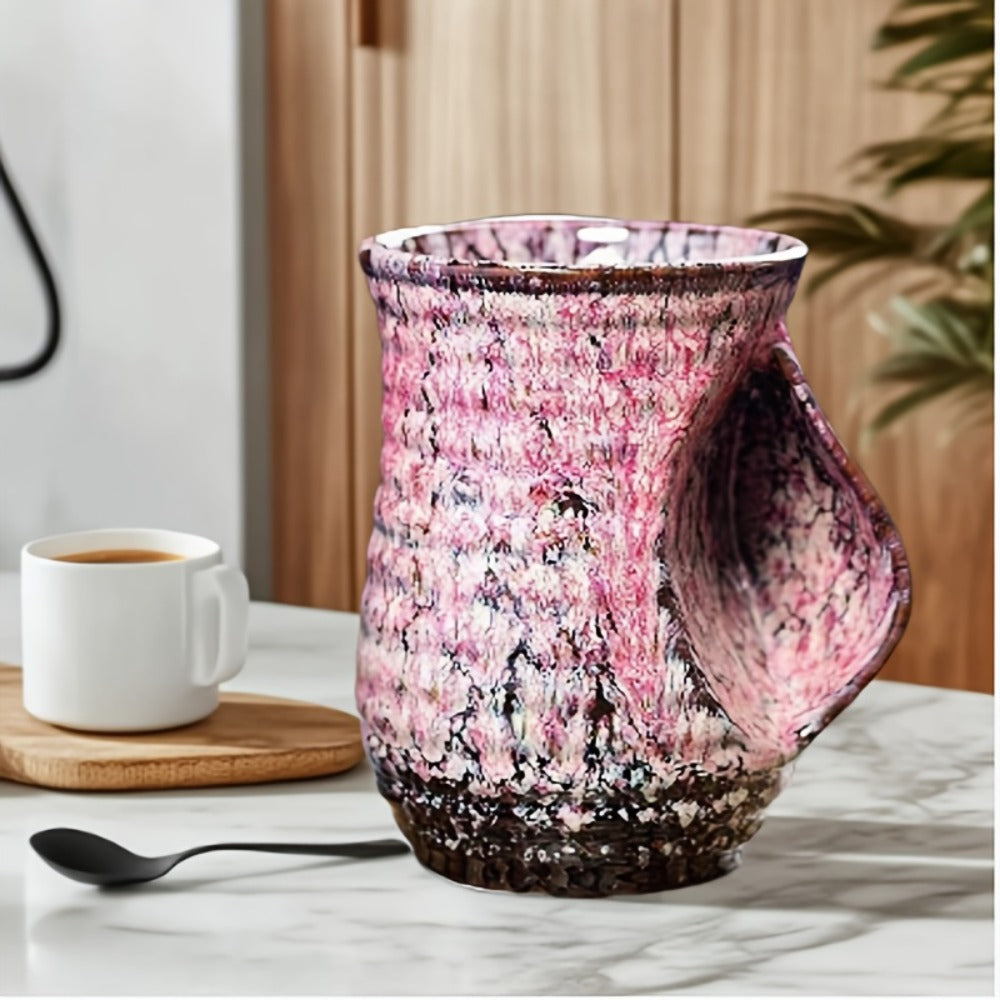 Ceramic Coffee Mug 18 Oz – Vintage Kiln-Fired Hand Warmer Cup with Speckled Glaze – Insulated Large Coffee Cup for Home & Office – Unique Gift for Christmas, Valentine's Day & Holidays