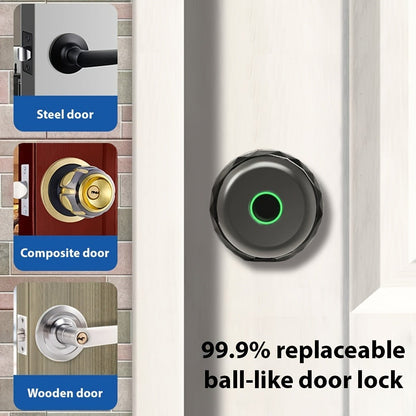 Fingerprint Handle Door Lock with IC Card & Key - 3-in-1 Biometric Keyless Entry, 100 Fingerprint