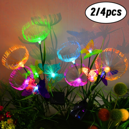 Solar Garden Lights 4-Pack, Fiber Optic Jellyfish Butterfly Stake Lights with 7-Color Changing LED & IP65 Waterproof — Solar Outdoor Lights for Garden Path, Yard, Patio & Holiday Decor