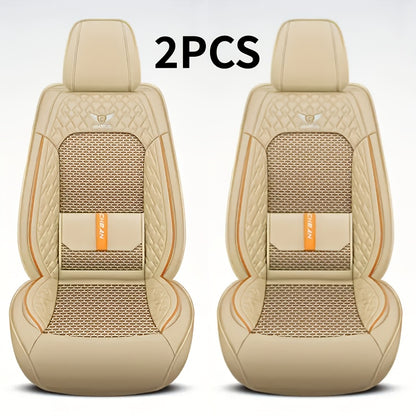 Car Seat Covers 3D Diamond-Embroidered Faux Leather with Two-Front or Five-Seat Set Options
