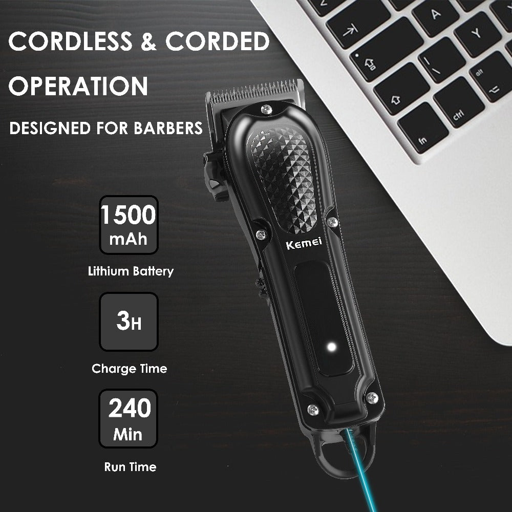 Professional Cordless Hair Cutting Shears – Kemei KM-1071 USB Rechargeable Electric Hair Scissors for Barbers, Salon, Spa & Travel, Portable Haircutting Tool