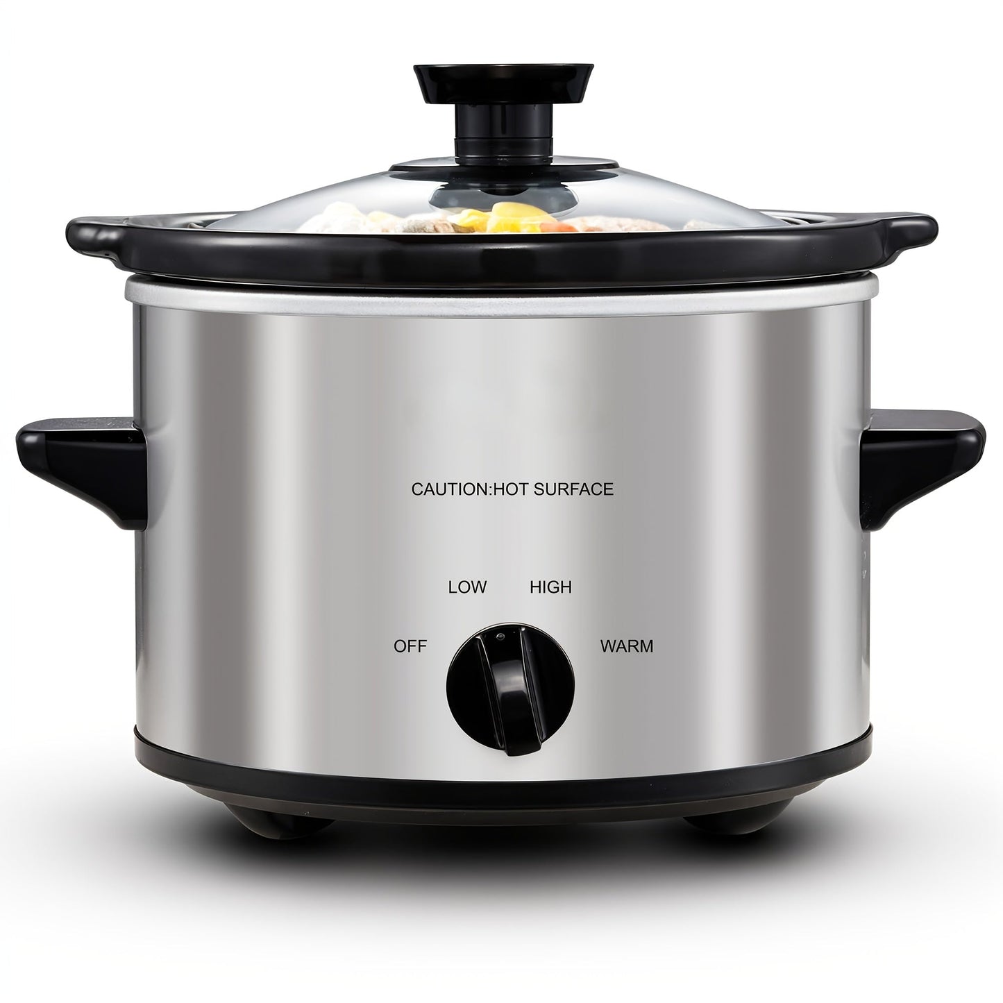 Mini Slow Cooker 1.5QT & 2.0QT with Adjustable Temperature Ceramic Crock & Dishwasher Safe Glass Lid – Small Slow Cooker for Sauces Dips Soups Stews, Stainless Steel & Black