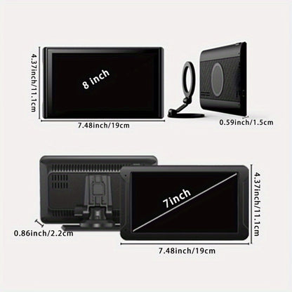 Portable Car GPS Navigation 8" - Wireless CarPlay & Android Auto, HD Touchscreen, Magnetic Mount, Mirror Link, FM Radio, AUX/USB/TF, Backup Camera Included
