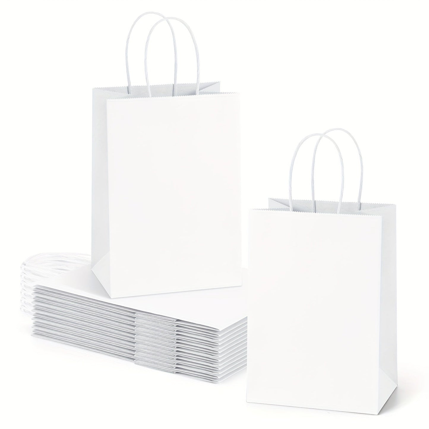 Gift Bag Set Small Kraft Paper, 100 Twisted-Handle Bags in Brown, Black or White, 4.25 x 2.85 x 7.85 Inches