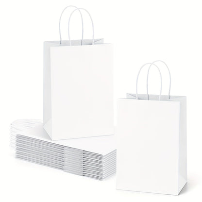 Gift Bag Set Small Kraft Paper, 100 Twisted-Handle Bags in Brown, Black or White, 4.25 x 2.85 x 7.85 Inches