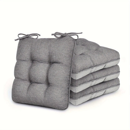 Tufted Chair Cushion Sets in 4- or 8-Piece Options with M/L Sizes, Tie Straps and 12 Color Choices