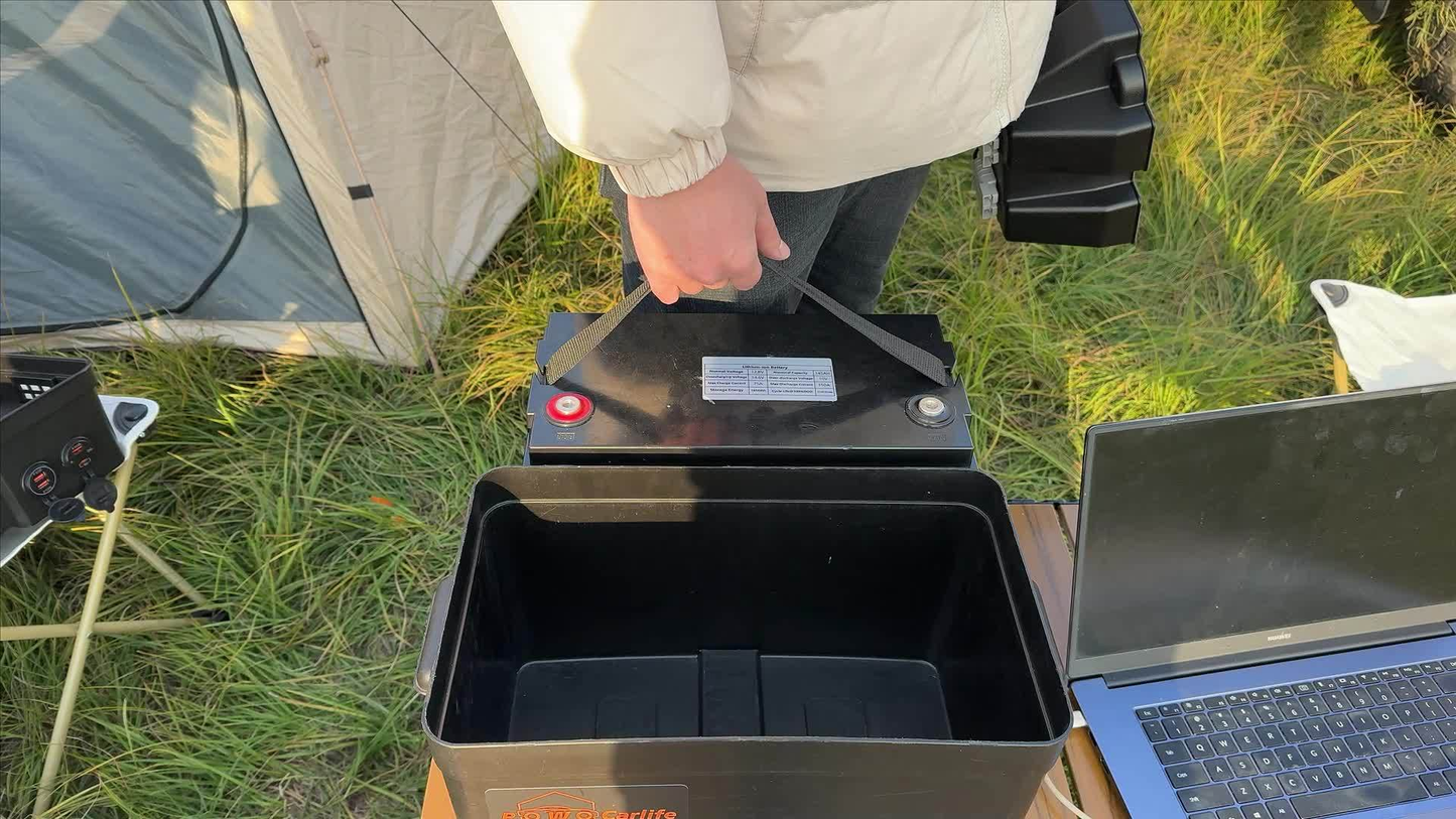 RV Battery Box Power Center Group 24-31 Smart Battery Holder with QC3.0 PD Fast Charge USB DC Ports for LiFePO4 Lithium Lead Acid Trailer Camper Van