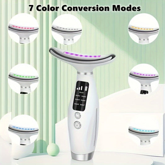 Face Neck Massager Rechargeable Beauty Device - 7 Massage Modes Electric Facial Lifting Tool for Women - Anti-Aging Skin Tightening Neck Firming Massager Gift for Mom