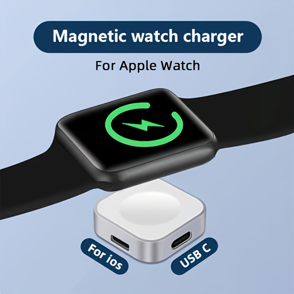 Apple Watch Magnetic Charging Stand with USB-C – Fast Magnetic Charger Dock Compatible with iWatch Ultra Series 9 8 7 6 5 SE 4 3 2 Portable Bedside Desk Charger 6 Colors Red Black Silver Green Blue Rose Gold