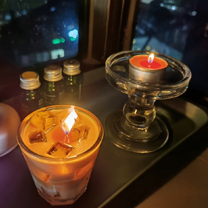 200g Iced Coffee Cup Candle with Clear Glass, Cube Details, Single Wick and Presentation Box