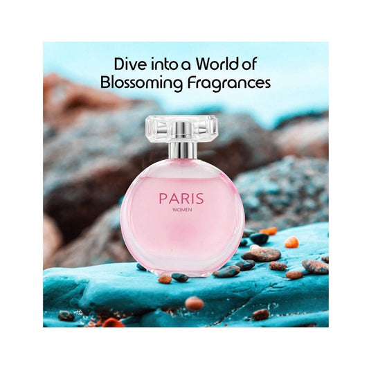 Perfume Paris Women Eau de Parfum 100ml in Round Pink Bottle with Gold Cap & Gift-Ready Box