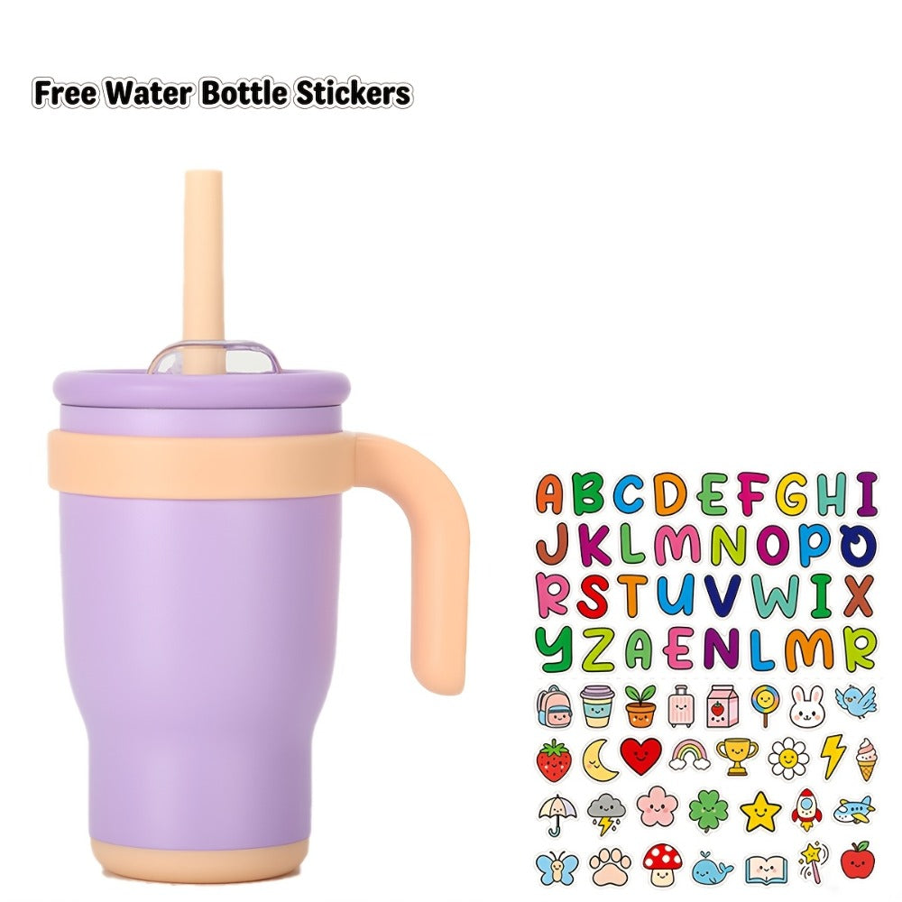 Insulated Tumbler 14oz Stainless Steel with Handle, Straw, Two-Way Lid and Ten Color Options
