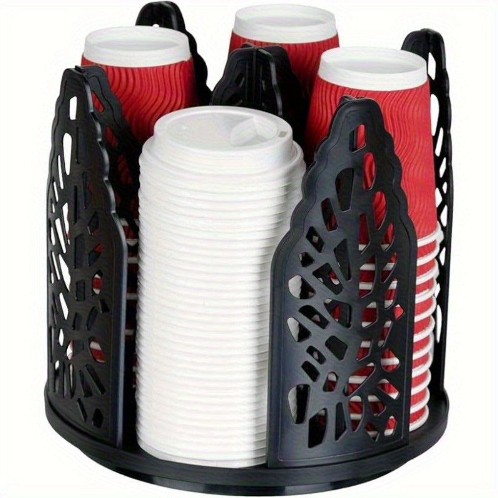 Paper Cup Holder Kitchen Organizer 4-Compartment Rotating Dispenser with Detachable Design in Two Colors