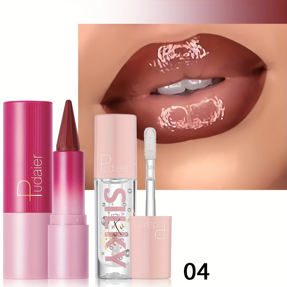 Two-in-One Lip Liner and Lip Oil Duo with Precision Pencil Tip and Gloss Finish for Everyday Makeup