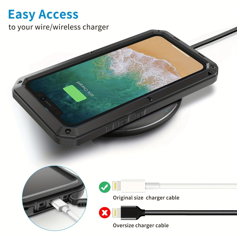 Phone Case Heavy Metal Frame with Built-In Glass Screen Protector and S Pen Access for Galaxy S23/S24 Ultra