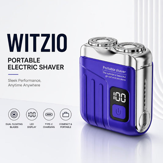 Electric Shaver Mini Dual-Head Rotary Razor with USB Charging, One-Button Control and Eleven Style Options