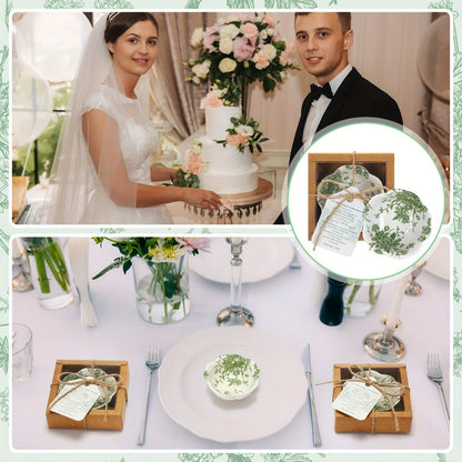 80-Pack 3.3 Inch Green Ceramic Mini Dipping Bowl Favor Set with Cards and Boxes for Weddings