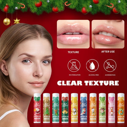 Moisturizing Lip Balm Set 10-Pack with Vitamin E — MISS FACTORX Natural Look Lipstick Collection for Women, Hydrating & Nourishing, All Skin Types, Christmas Holiday & Valentine's Day Gift