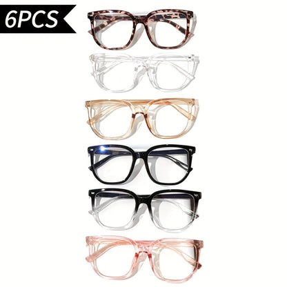 Rectangular Blue Light Glasses Six-Pair Set with Clear Lenses and A1 or A2 Assorted Frame Collections