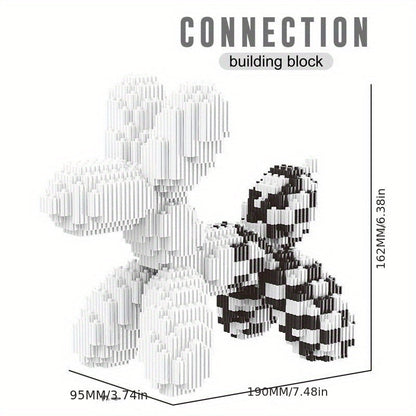 Balloon Dog Building Block Sculpture in Five Pictured Designs with 7.48-Inch Length for Adult Pop Art Display