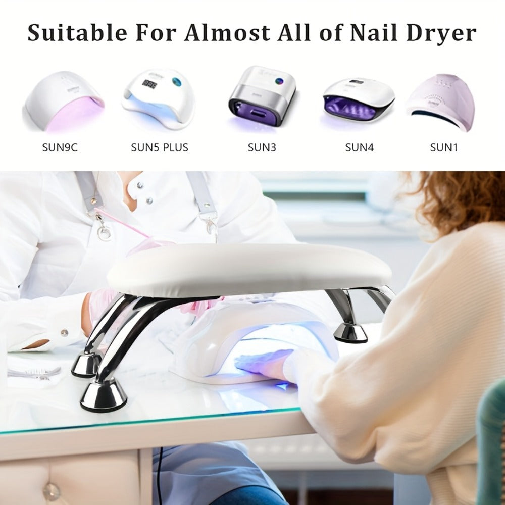 Padded Nail Armrest with Chrome-Finish Four-Leg Stand in Pink, Black or White Checkout Options