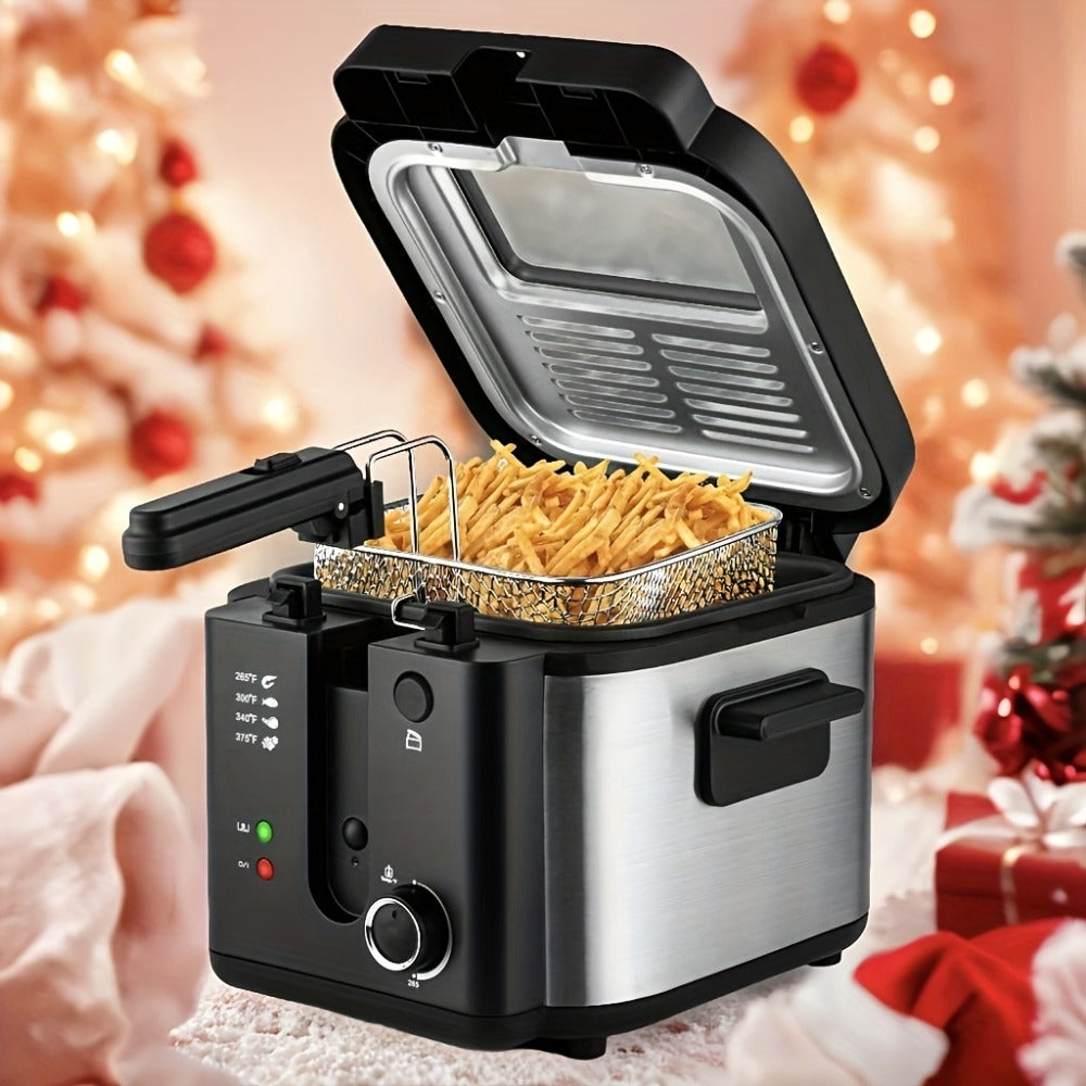 Electric Deep Fryer Stainless Steel Basket 1.5L to 6L – Adjustable Temperature Foldable Handle Transparent Window Anti-Splash Lid | Dishwasher Safe Easy Clean | Home Family Dinner Party Kitchen
