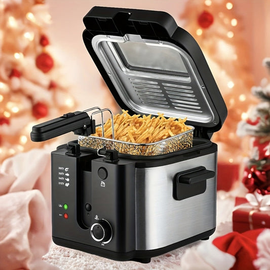 Electric Deep Fryer Stainless Steel Basket 1.5L to 6L – Adjustable Temperature Foldable Handle Transparent Window Anti-Splash Lid | Dishwasher Safe Easy Clean | Home Family Dinner Party Kitchen