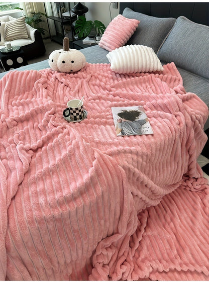 Channel-Textured Throw Blanket in Seven Colors and Four Displayed Size Options from 50 x 60 to 108 x 90 Inches