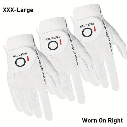 Wet Weather Golf Gloves Rain Grip 3-Pack for Men | Breathable Water-Resistant Golf Gloves for Left & Right Hand – Durable Comfortable Fit in Hot & Wet Conditions (Black, Gray, White | S–3XL)
