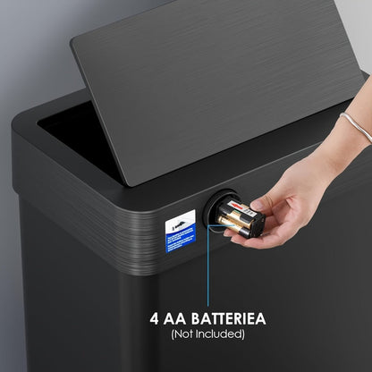 Touchless Trash Can with Motion Sensor 18.5 Gallon 60L, -Close Lid, Brushed Stainless Steel, Bag Holder