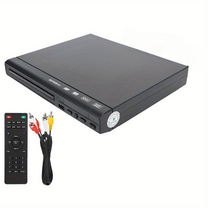 Compact Black DVD Player with RCA Output, USB Port, Remote Control and Approx. 8.78 x 7.09-Inch Body