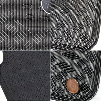 All-Weather Car Floor Mats Full Set, Metallic Chrome Non-Slip Heavy-Duty Universal Fit Floor Liners for Cars SUVs Trucks, Front & Rear Shiny Automotive Carpet Protection in 6 Colors