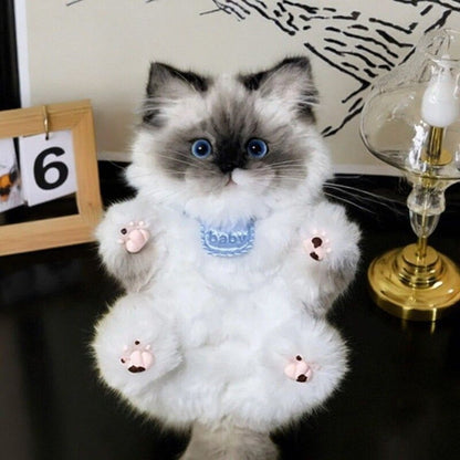 Fluffy Pipe Cleaner Cat Keychain DIY Kit 2pcs Handmade Kawaii Cat Charm Craft Set – Orange Cat & Gray Cat Material Kit Gift for Girls Girlfriend Cat Lovers Beginners