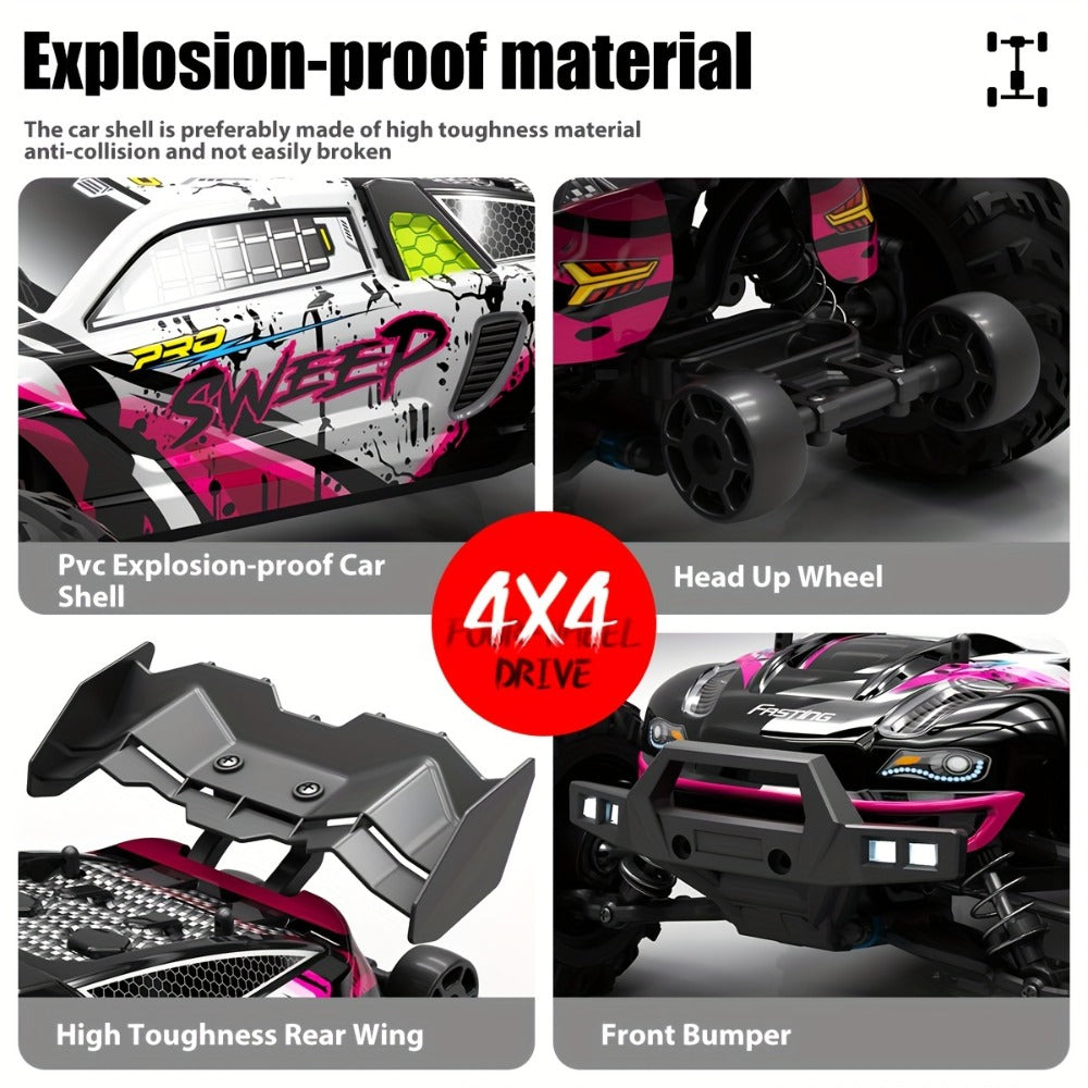 Remote Control Car, 1:16 Scale 4WD Off-Road Truck with 2.4GHz Control, 70KM/H Source Speed and Four Color Options